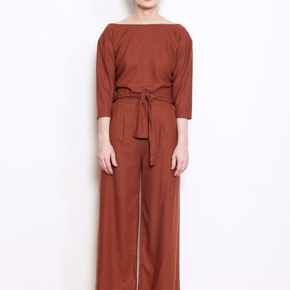 Ozma of California Atelier Jumpsuit in Burnt Orange - Picture 3 of 3